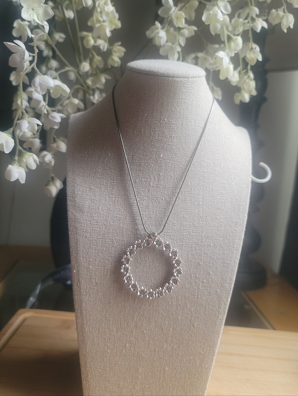Crystal Circle Silver Tone Pendant Necklace - Brighton